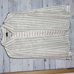 Vintage 90s Classy  Paisley Stripes Button Up Long Sleeve Blouse